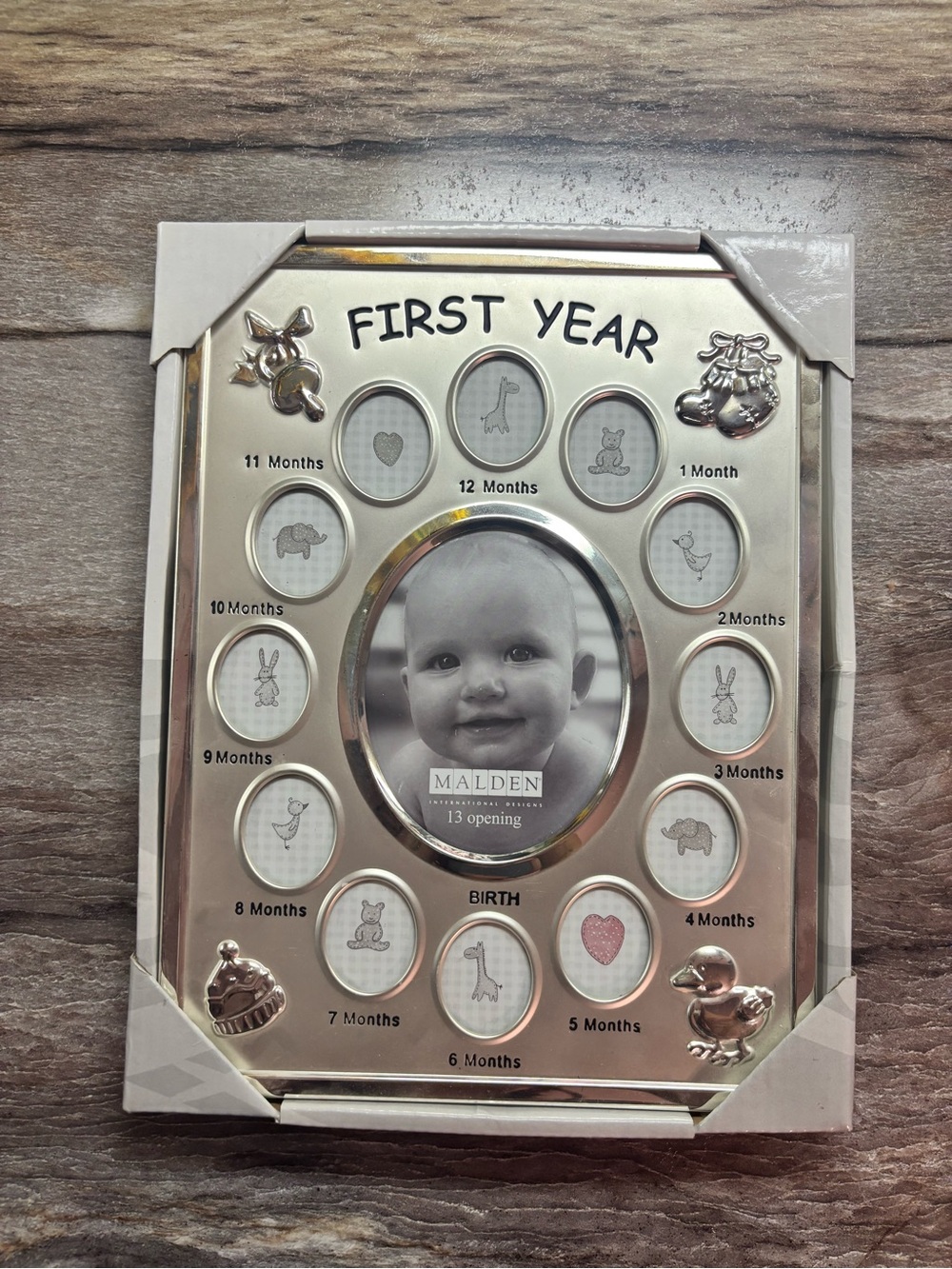 Malden Silver "First Year" Baby Photo Frame - Monthly Collage